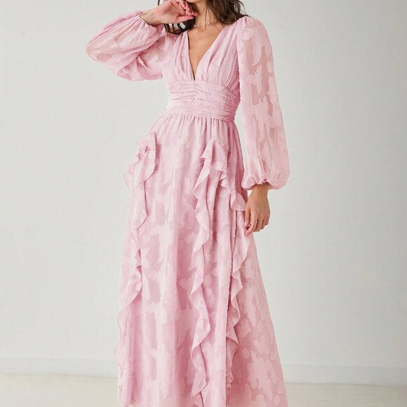 Pink Elegant Women's Romantic Pastel Maxi Dress - Picture 5 of 8